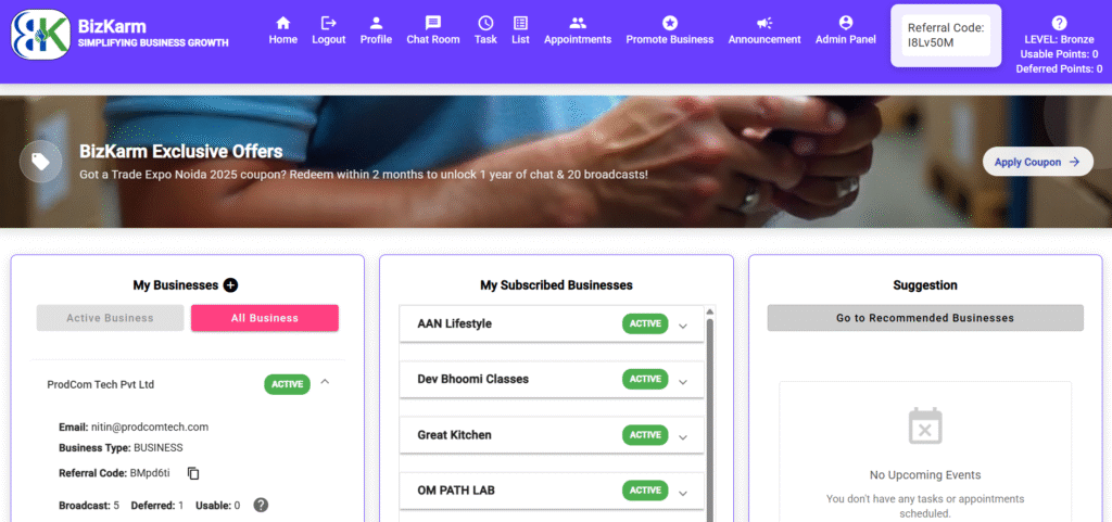 Managing tasks and appointments with BizKarm
