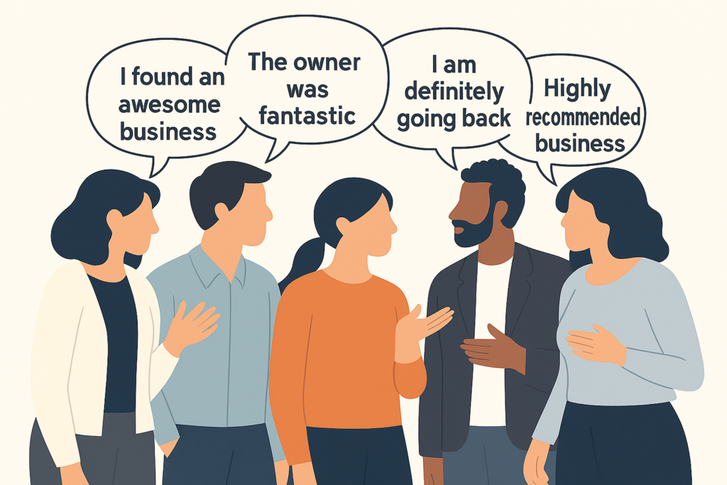 people talking word of mouth recommendations